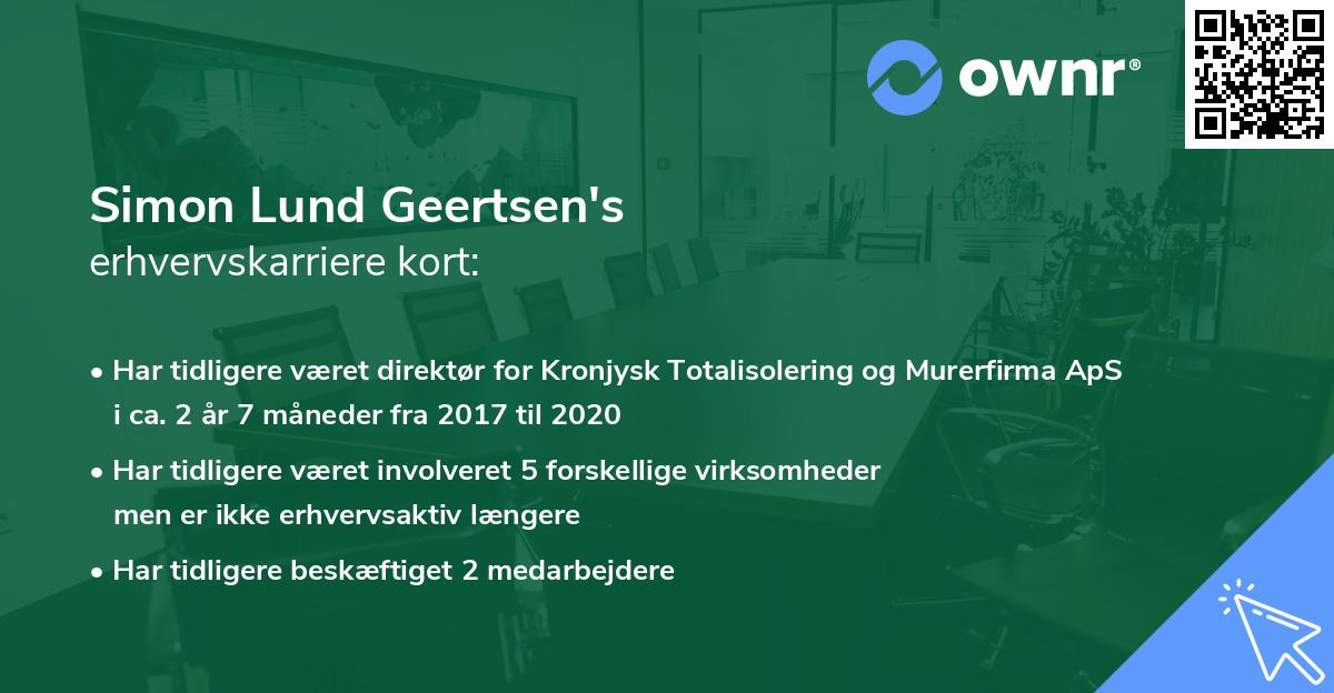Simon Lund Geertsen's erhvervskarriere kort