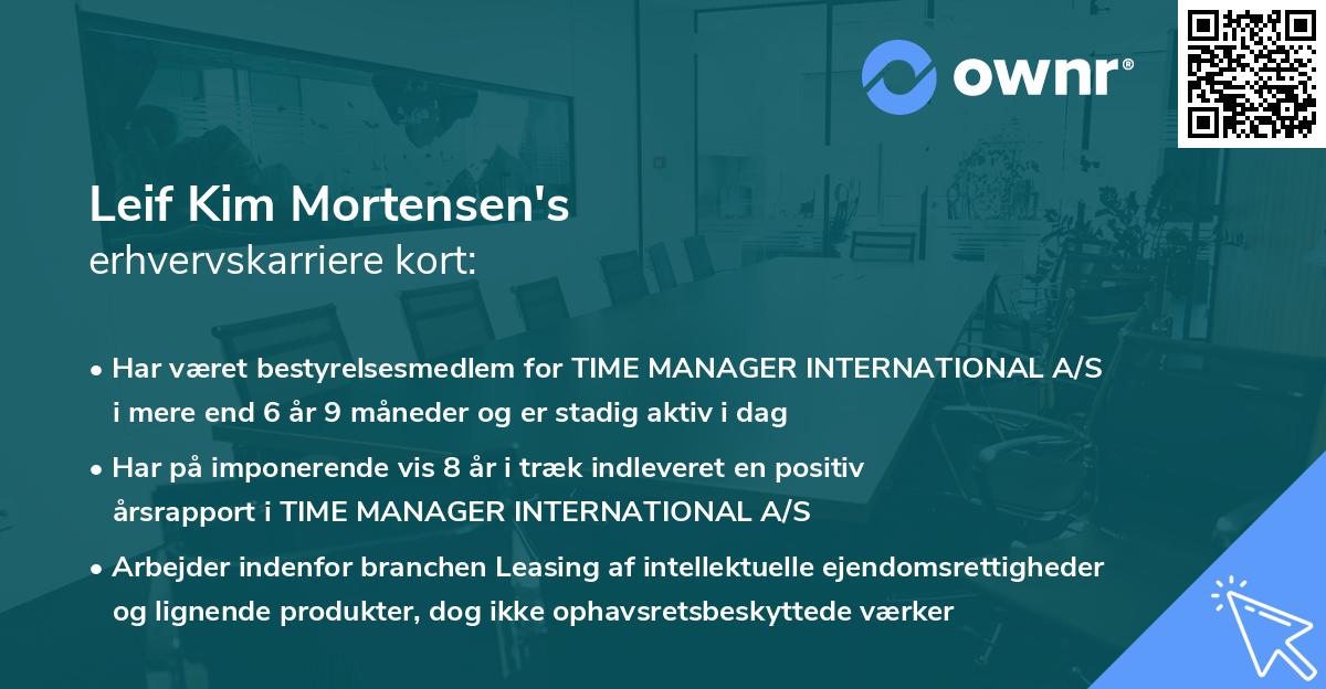 Leif Kim Mortensen's erhvervskarriere kort