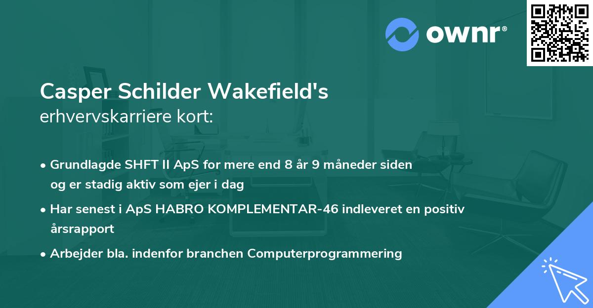 Casper Schilder Wakefield's erhvervskarriere kort