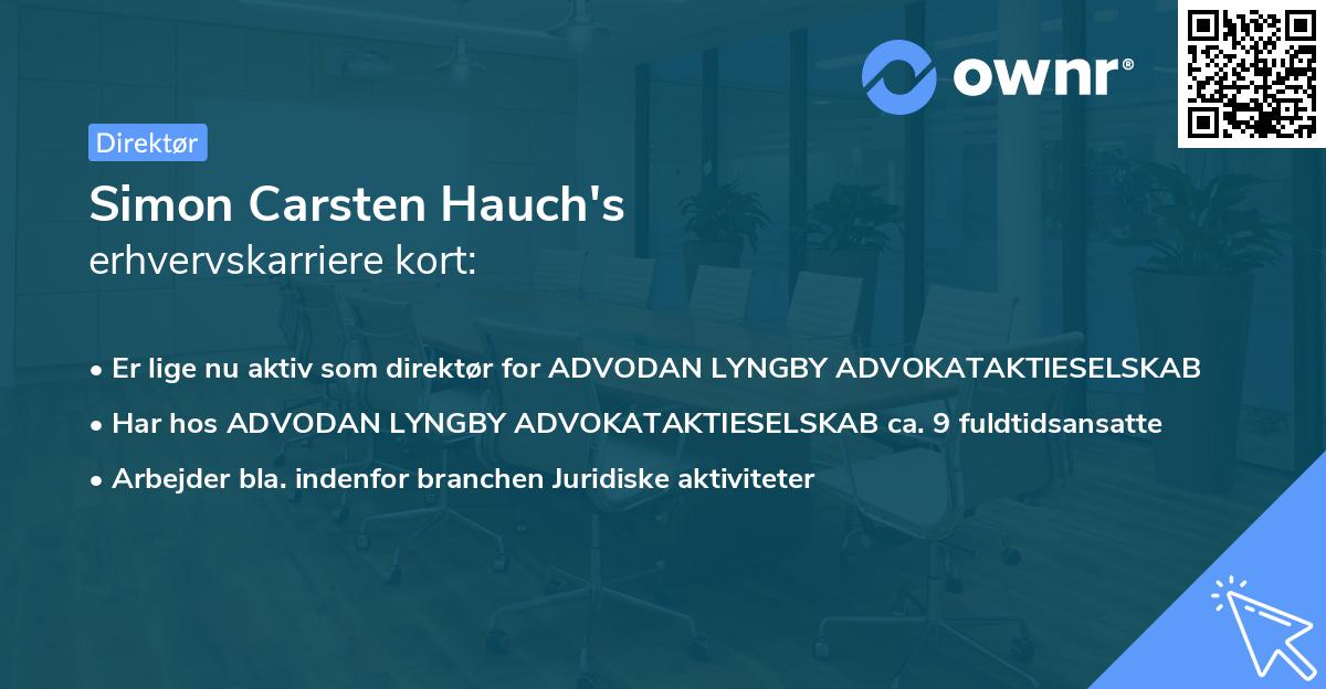 Simon Carsten Hauch's erhvervskarriere kort