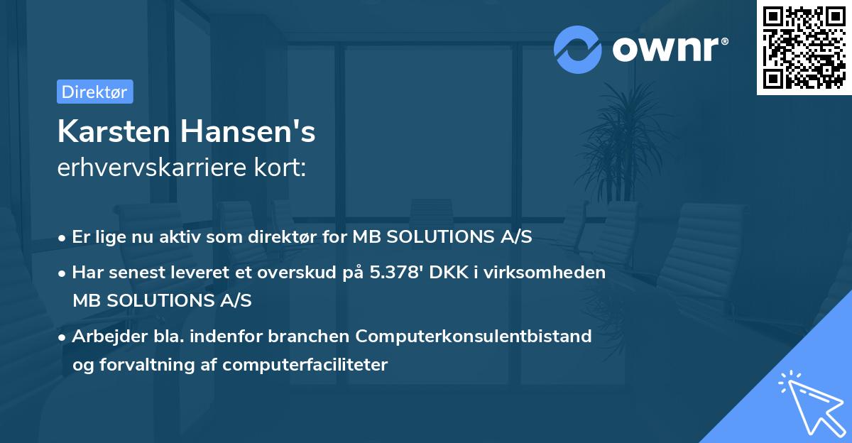 Karsten Hansen's erhvervskarriere kort