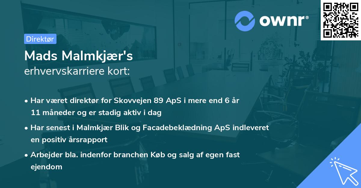 Mads Malmkjær's erhvervskarriere kort