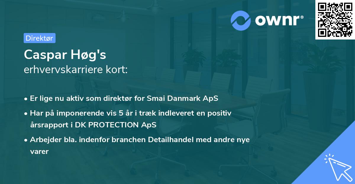 Caspar Høg's erhvervskarriere kort