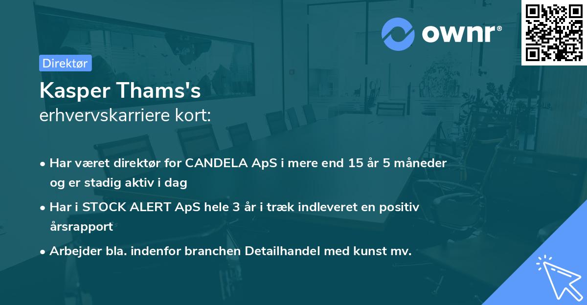 Kasper Thams's erhvervskarriere kort