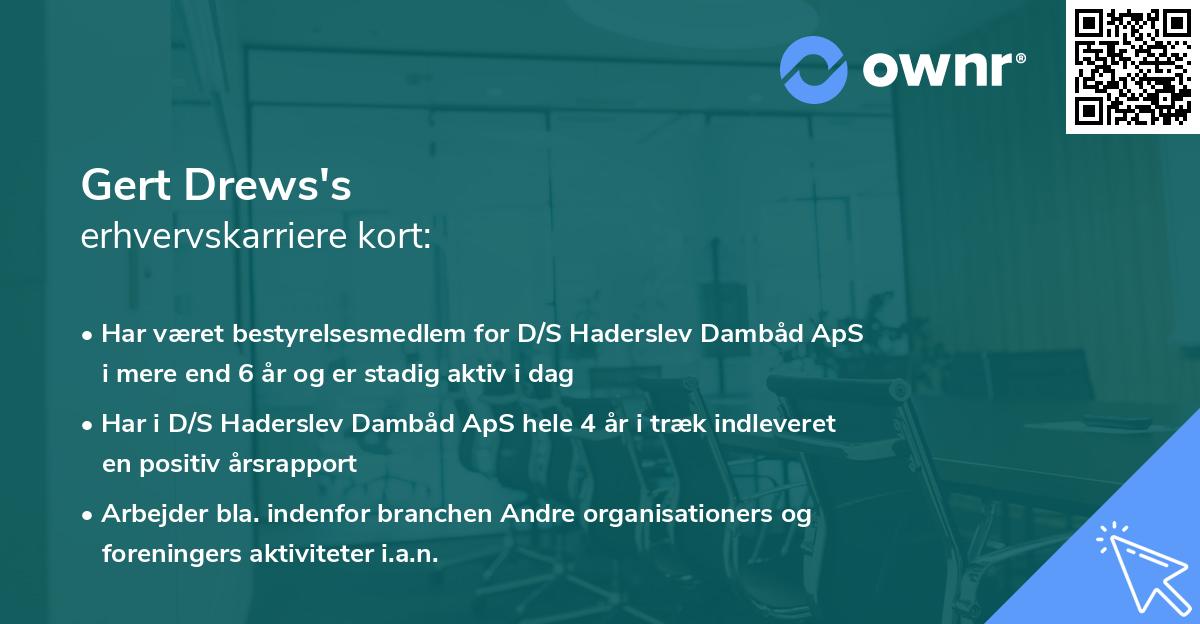 Gert Drews's erhvervskarriere kort