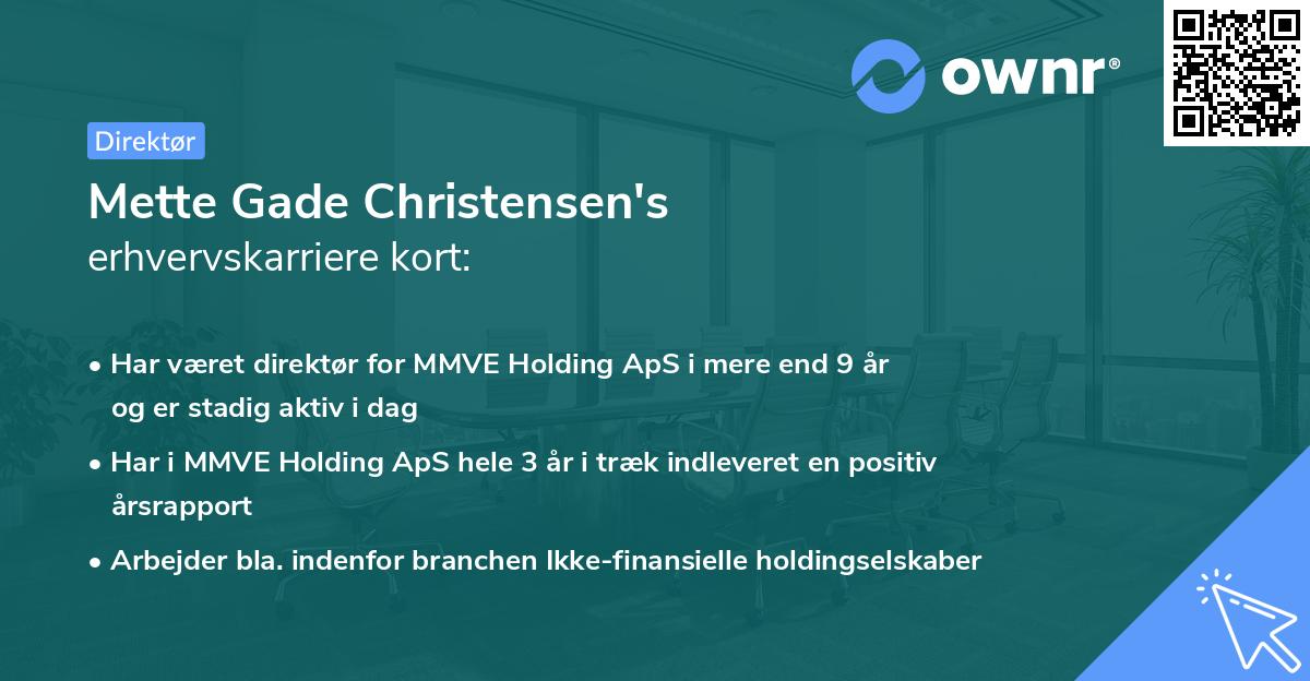 Mette Gade Christensen's erhvervskarriere kort