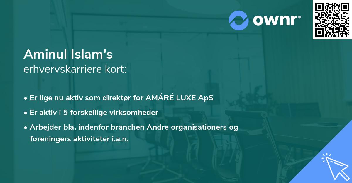 Aminul Islam's erhvervskarriere kort