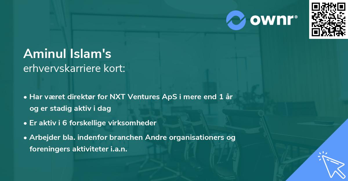 Aminul Islam's erhvervskarriere kort
