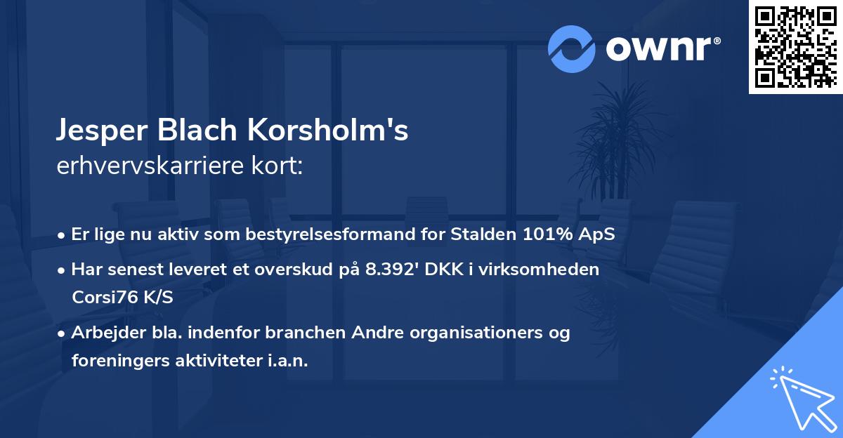 Jesper Blach Korsholm's erhvervskarriere kort