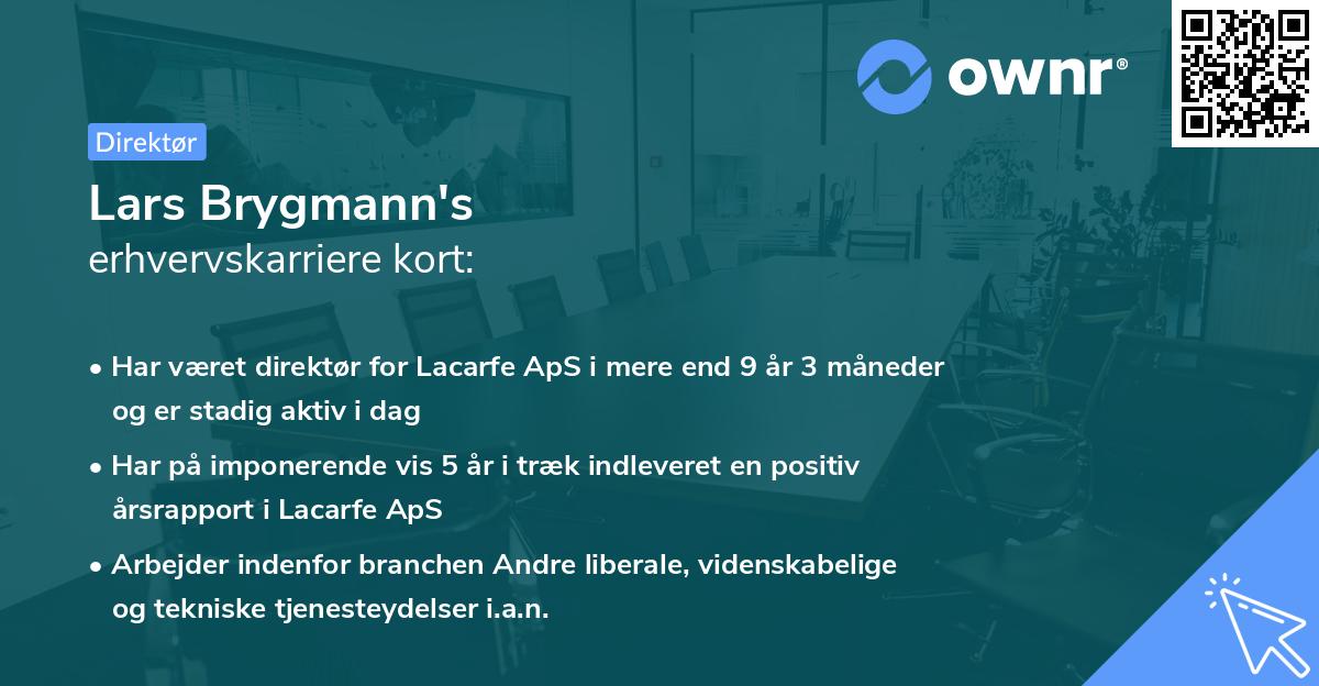 Lars Brygmann's erhvervskarriere kort