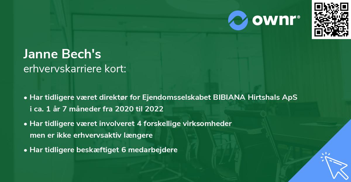 Janne Bech's erhvervskarriere kort