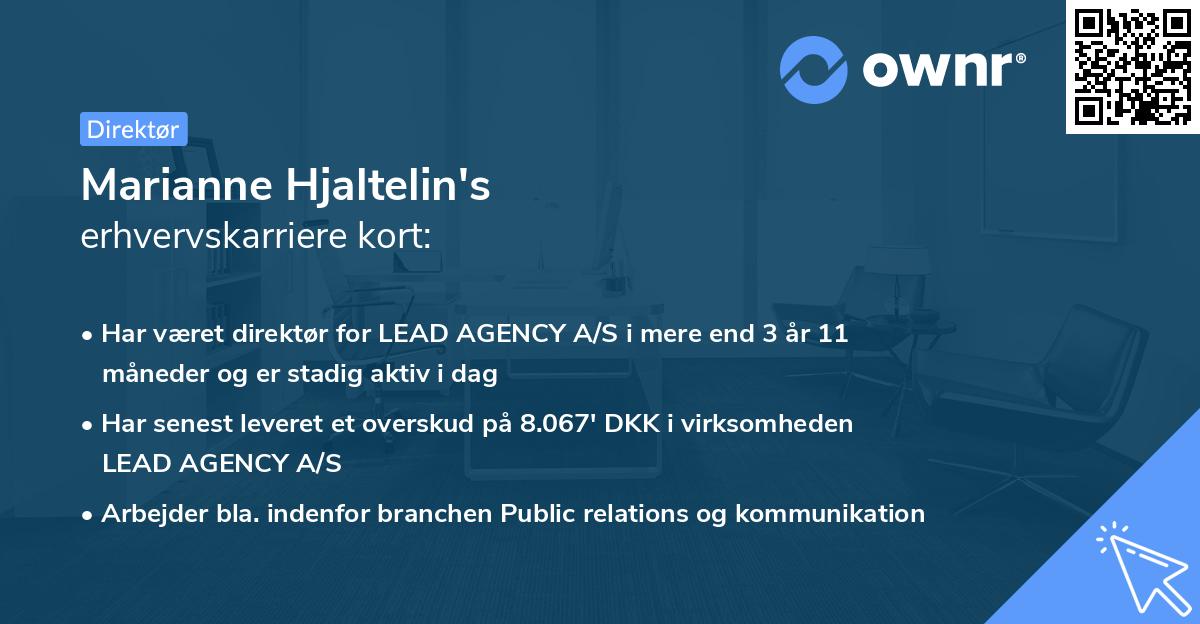 Marianne Hjaltelin's erhvervskarriere kort