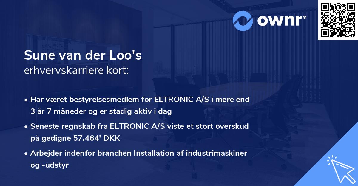 Sune van der Loo's erhvervskarriere kort