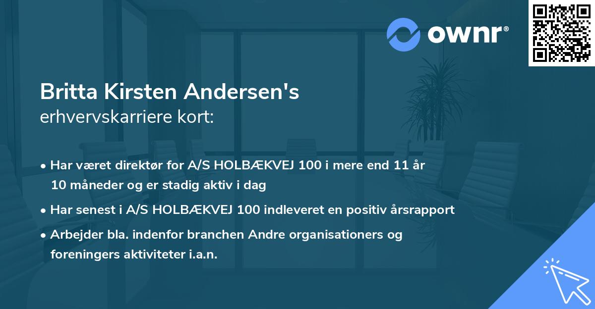 Britta Kirsten Andersen's erhvervskarriere kort