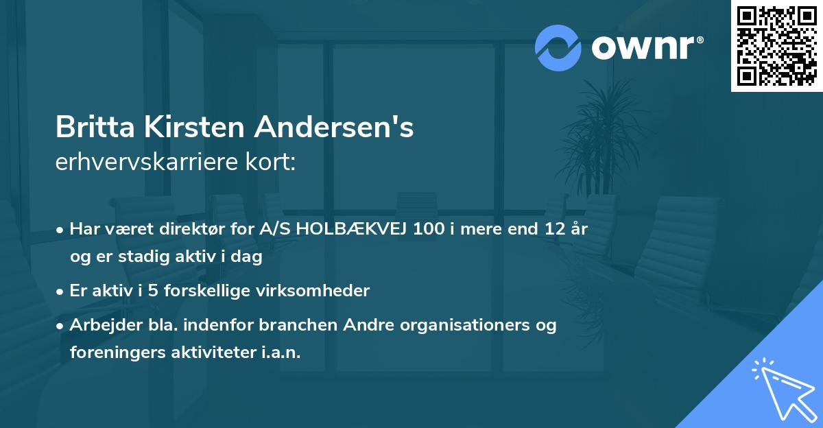 Britta Kirsten Andersen's erhvervskarriere kort