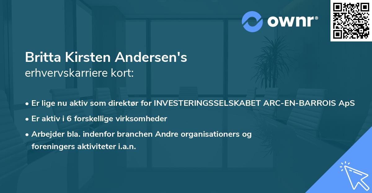 Britta Kirsten Andersen's erhvervskarriere kort