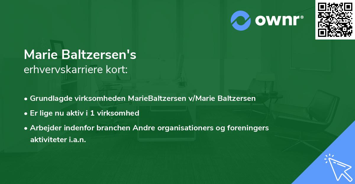 Marie Baltzersen's erhvervskarriere kort