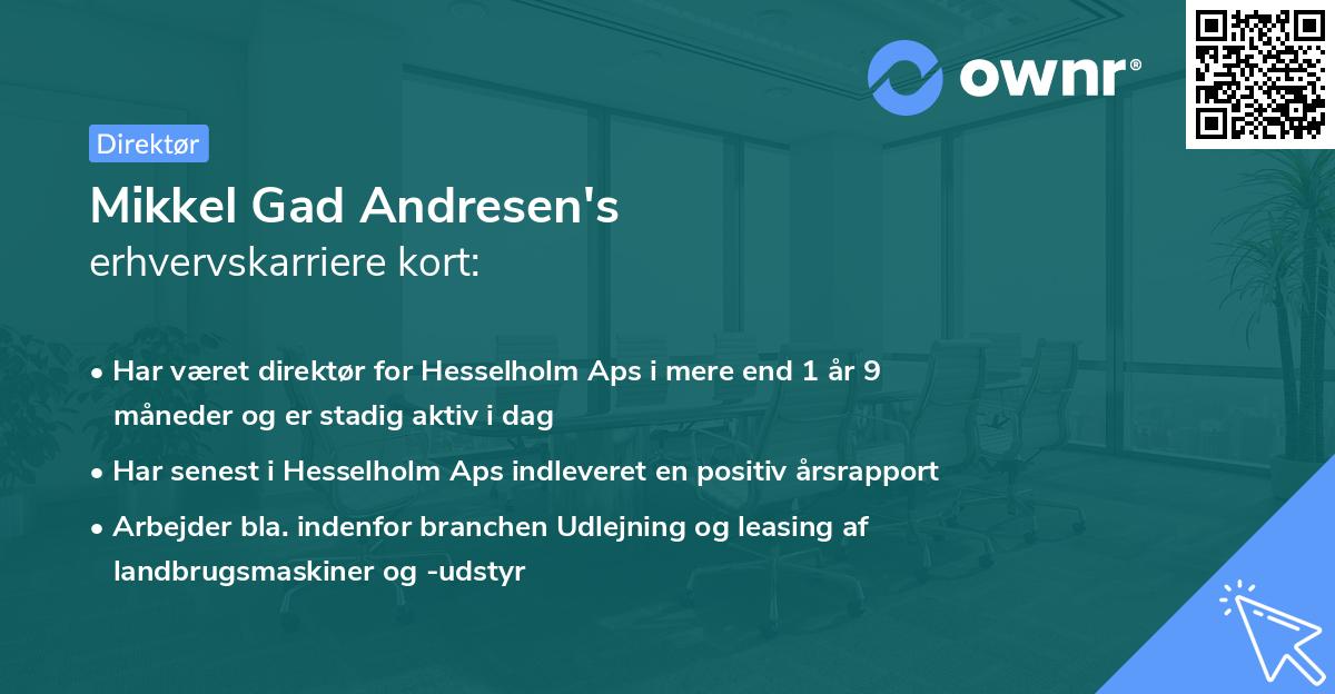 Mikkel Gad Andresen's erhvervskarriere kort