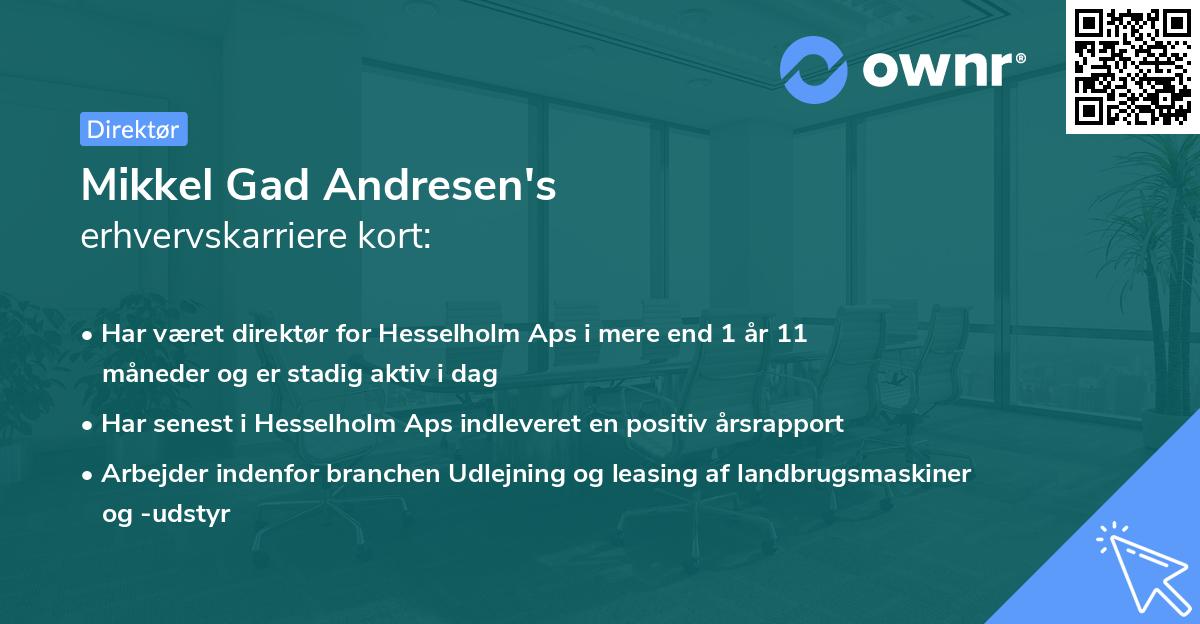 Mikkel Gad Andresen's erhvervskarriere kort