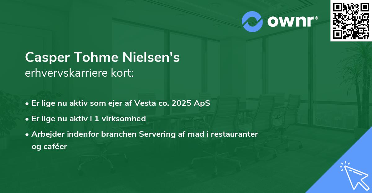 Casper Tohme Nielsen's erhvervskarriere kort