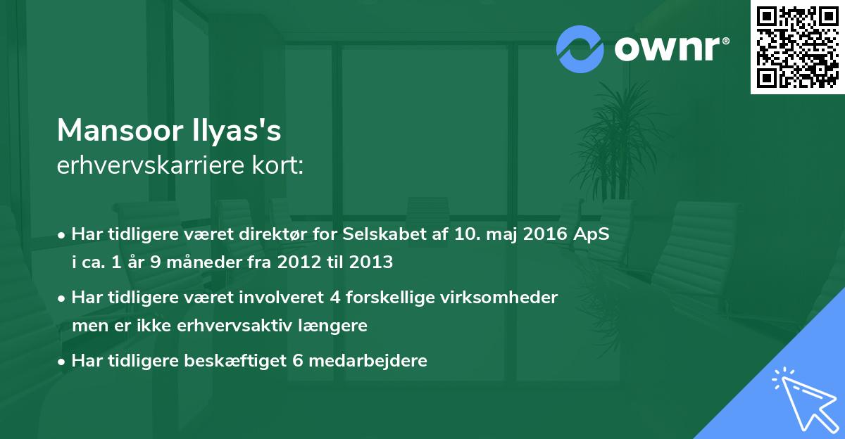 Mansoor Ilyas's erhvervskarriere kort