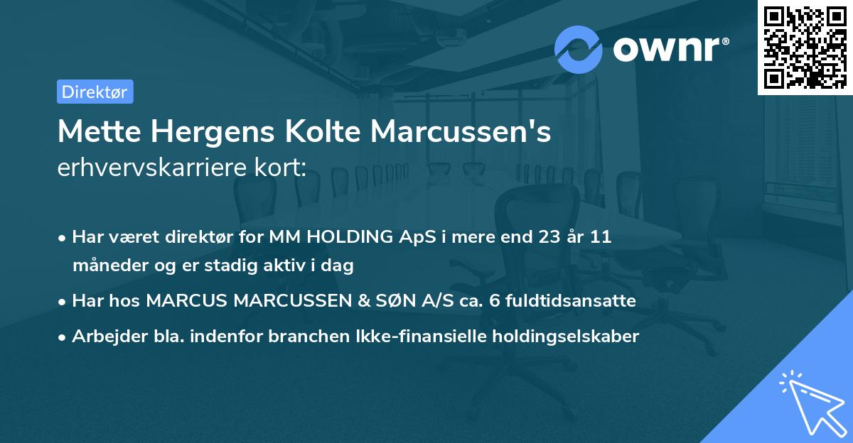Mette Hergens Kolte Marcussen's erhvervskarriere kort