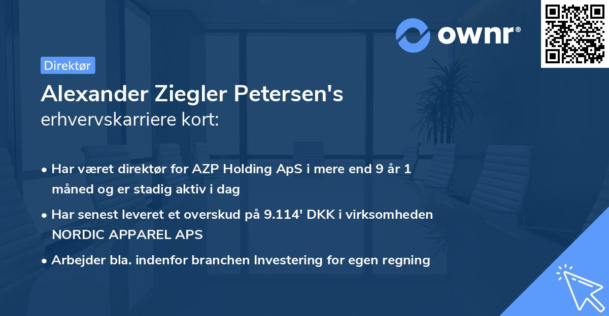Alexander Ziegler Petersen's erhvervskarriere kort