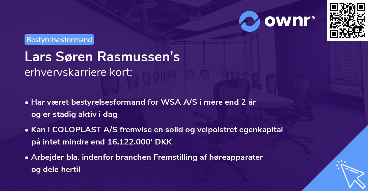 Lars Søren Rasmussen's erhvervskarriere kort