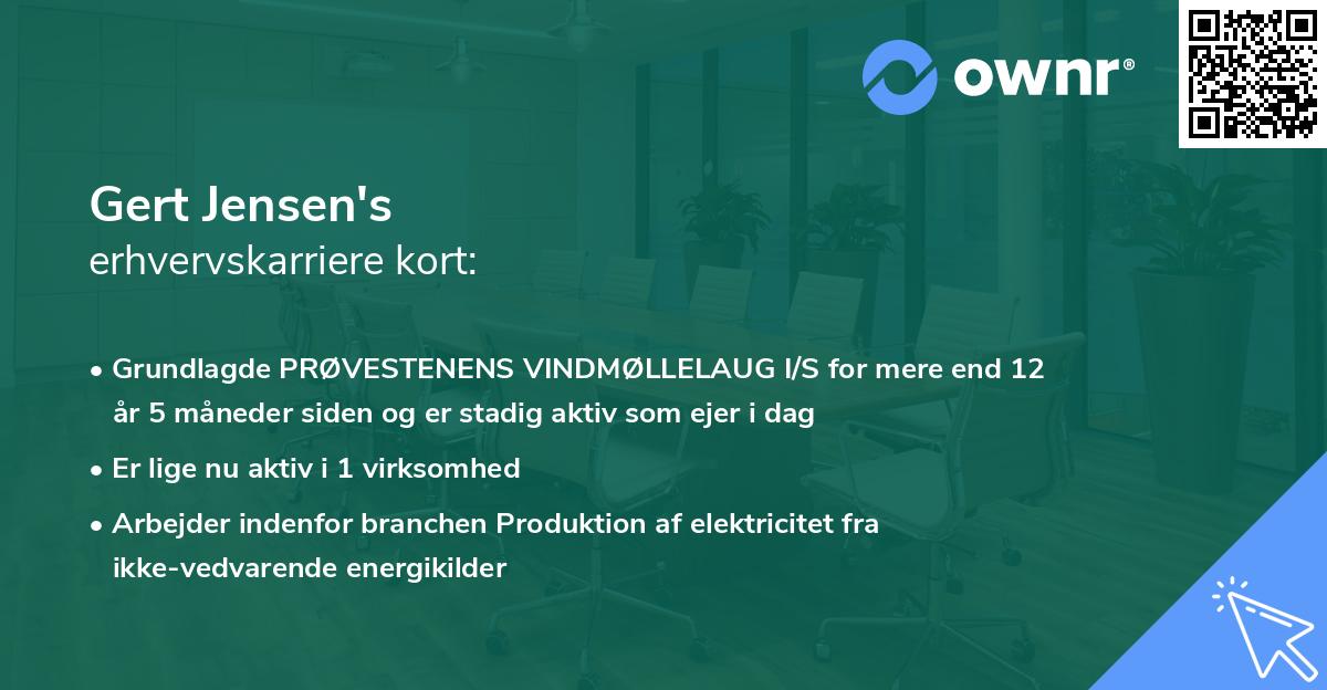 Gert Jensen's erhvervskarriere kort