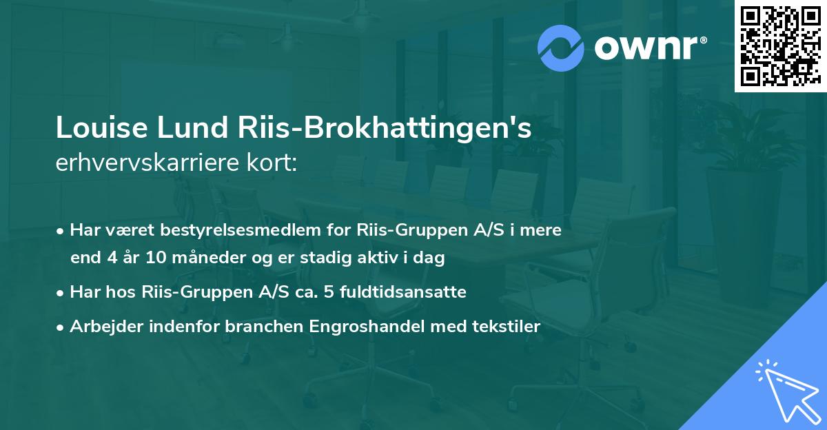 Louise Lund Riis-Brokhattingen's erhvervskarriere kort