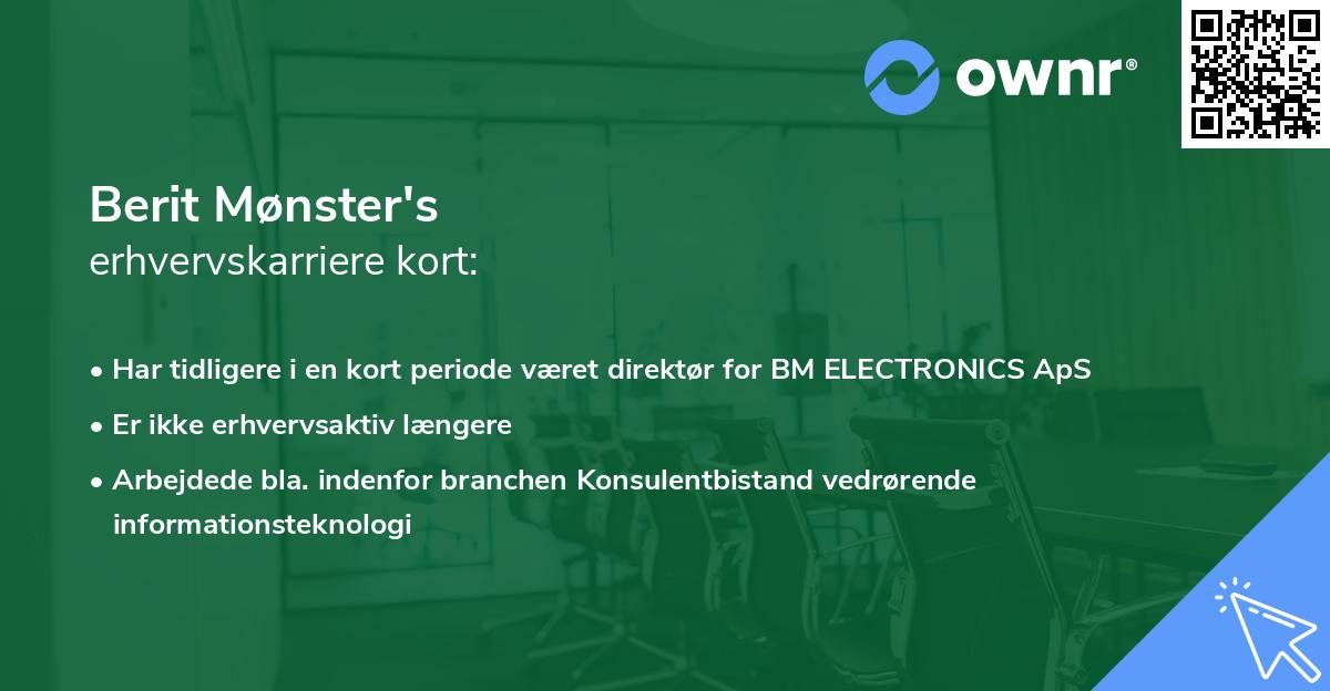 Berit Mønster's erhvervskarriere kort