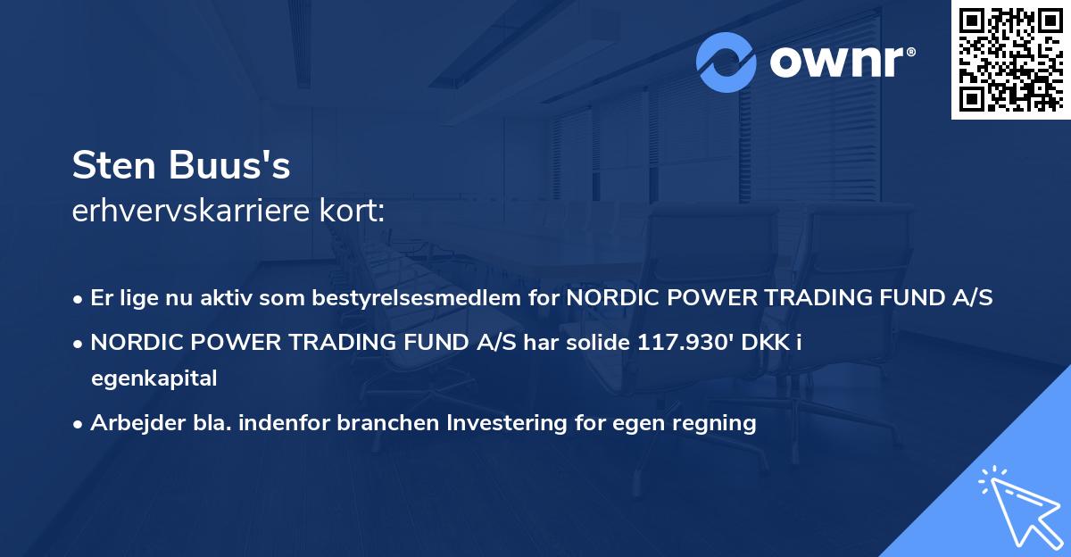 Sten Buus's erhvervskarriere kort