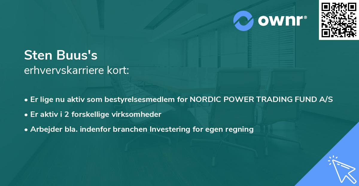 Sten Buus's erhvervskarriere kort