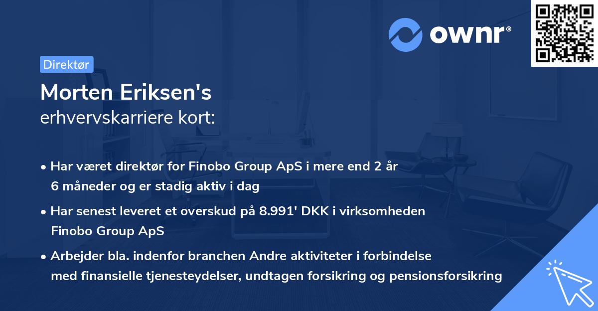 Morten Eriksen's erhvervskarriere kort