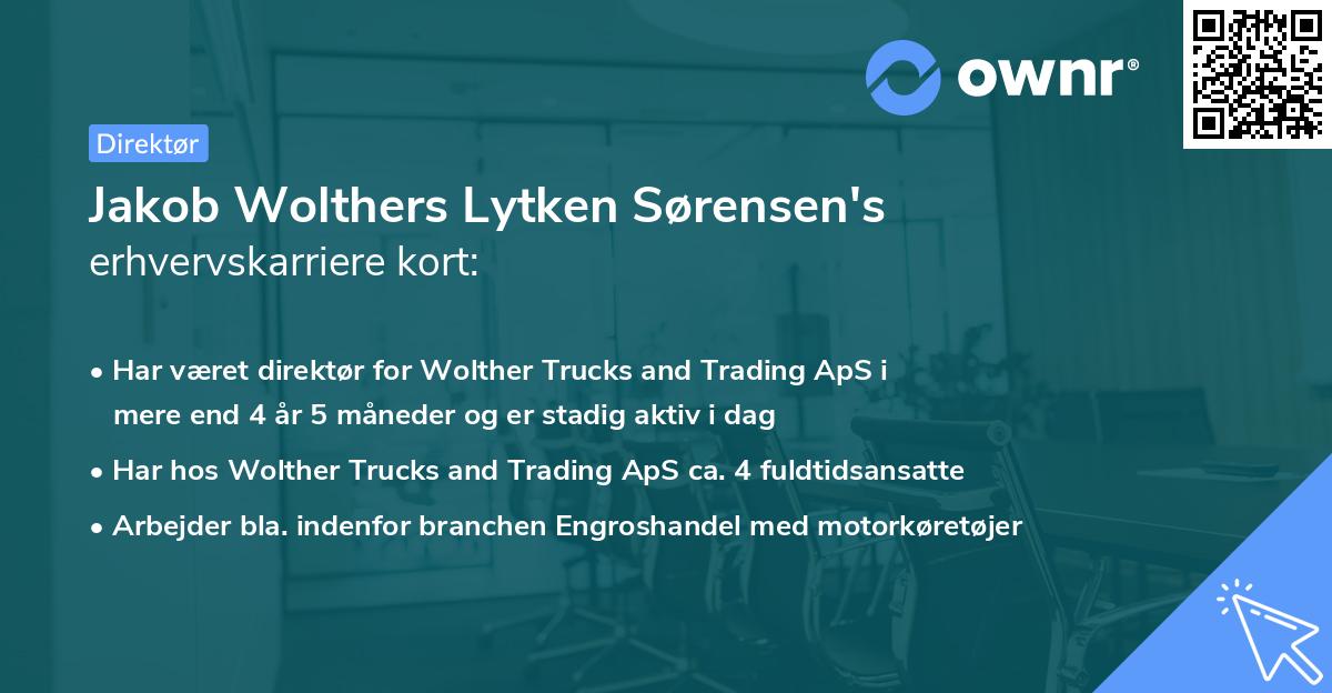 Jakob Wolthers Lytken Sørensen's erhvervskarriere kort