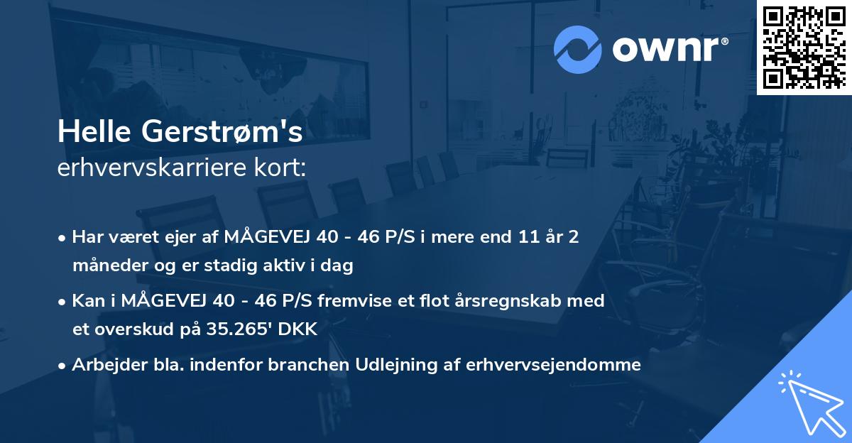 Helle Gerstrøm's erhvervskarriere kort