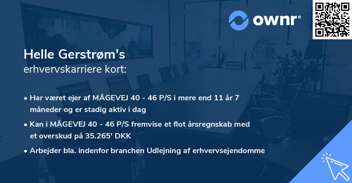 Helle Gerstrøm's erhvervskarriere kort