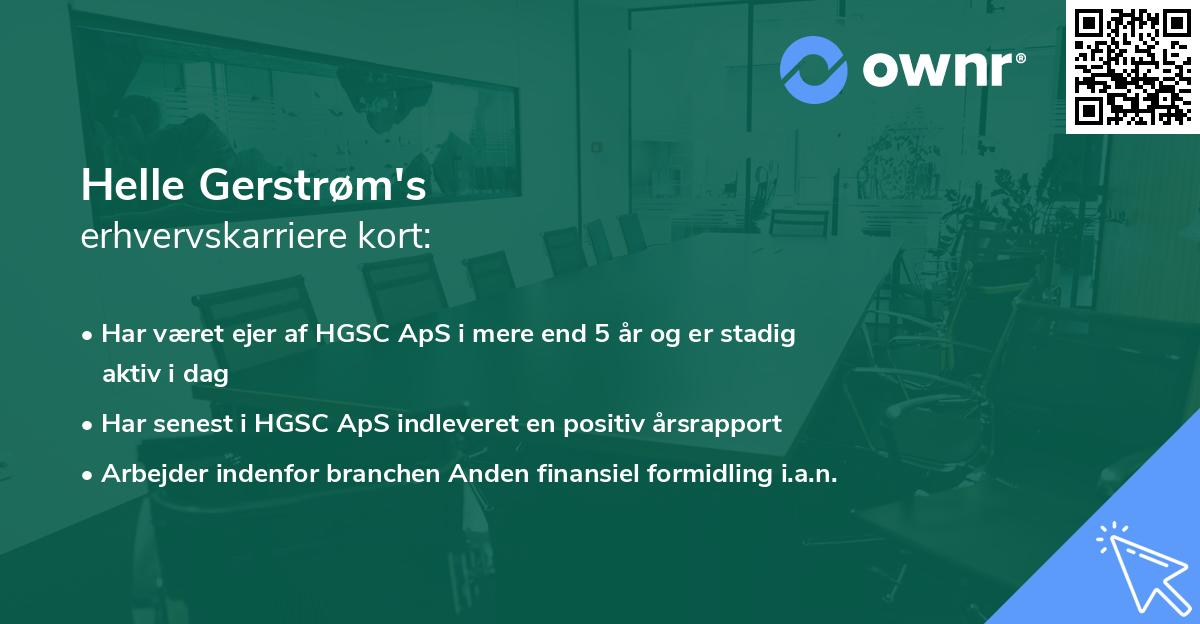 Helle Gerstrøm's erhvervskarriere kort