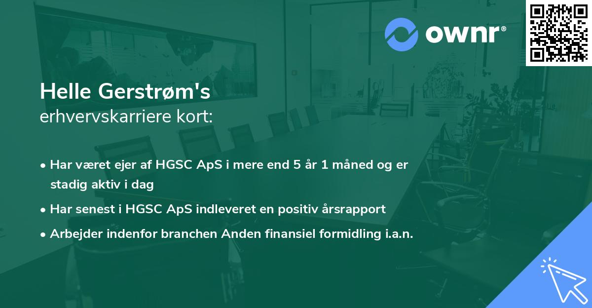 Helle Gerstrøm's erhvervskarriere kort