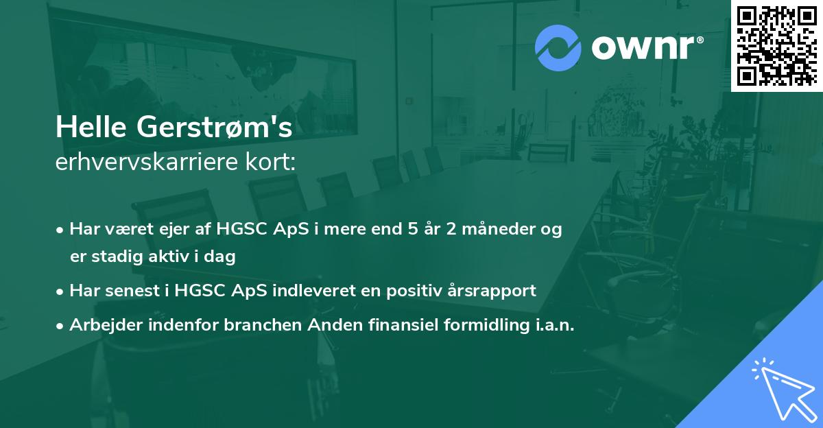 Helle Gerstrøm's erhvervskarriere kort