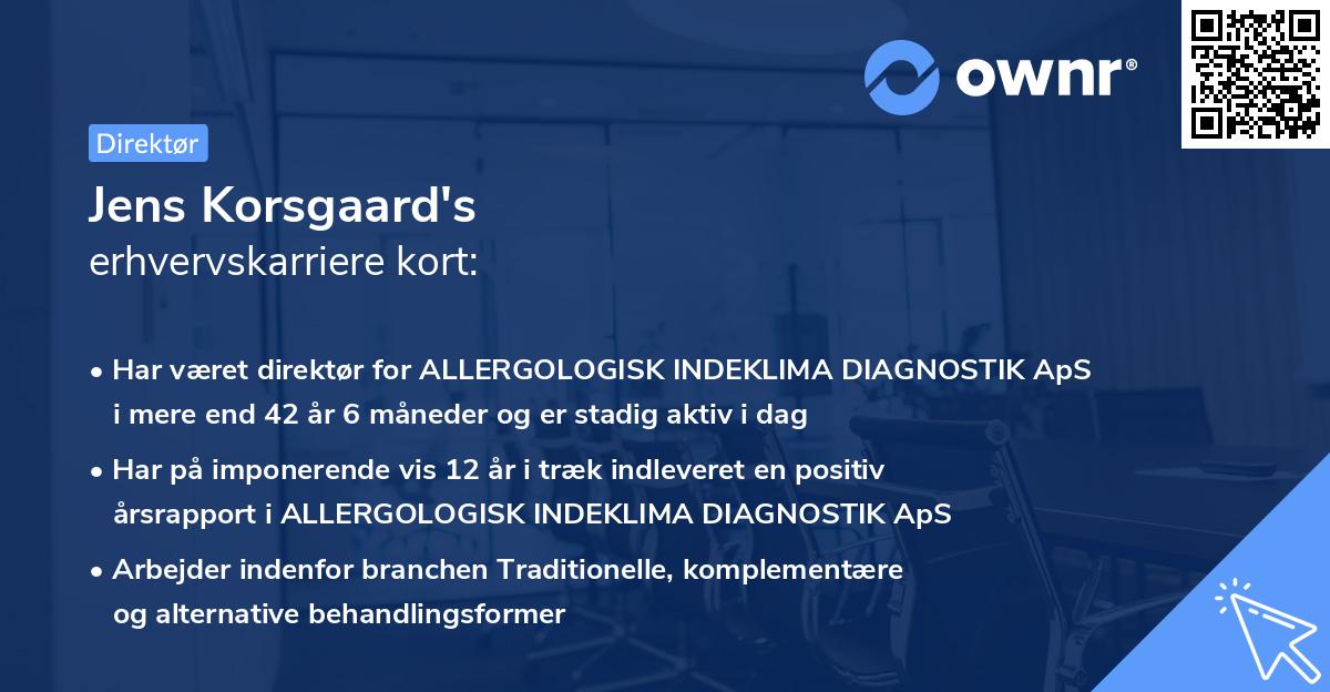 Jens Korsgaard's erhvervskarriere kort