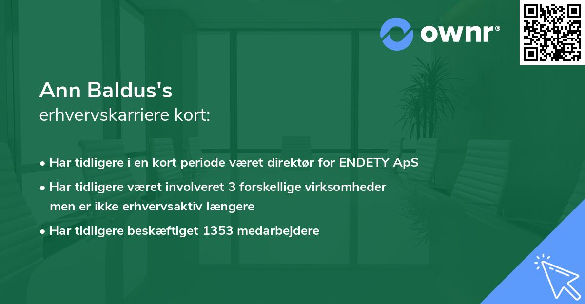 Ann Baldus's erhvervskarriere kort