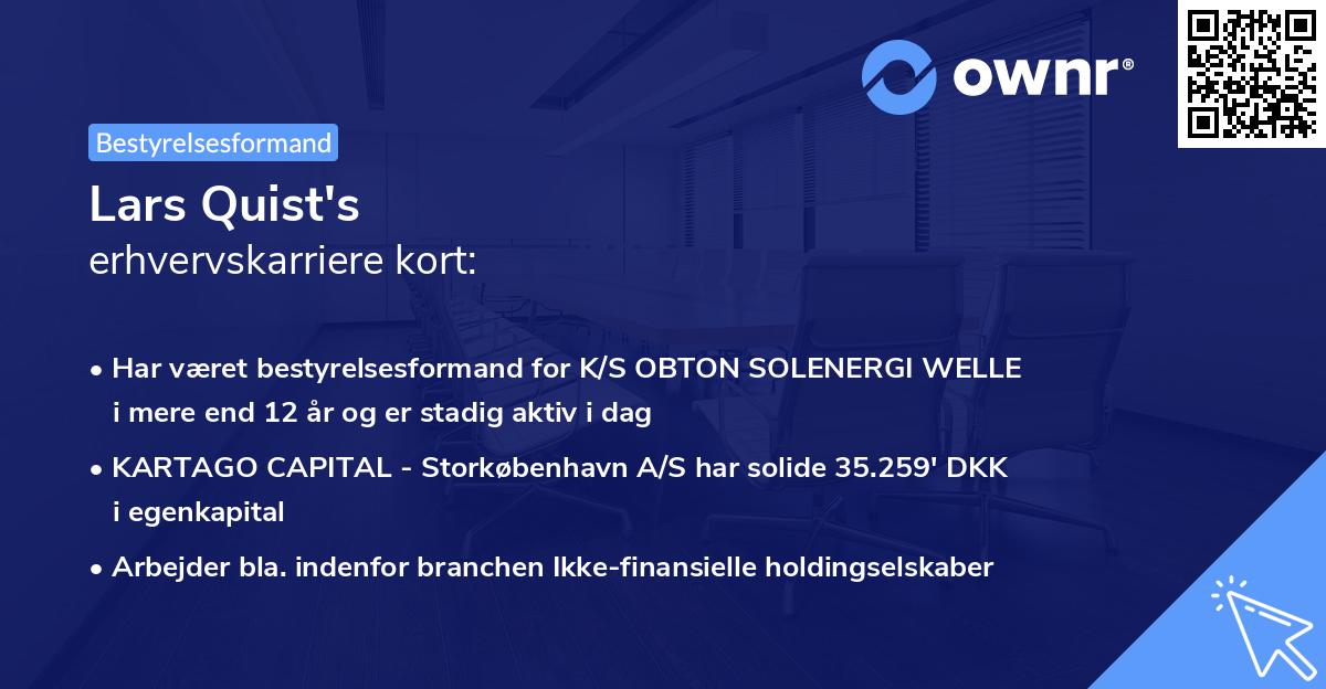 Lars Quist's erhvervskarriere kort