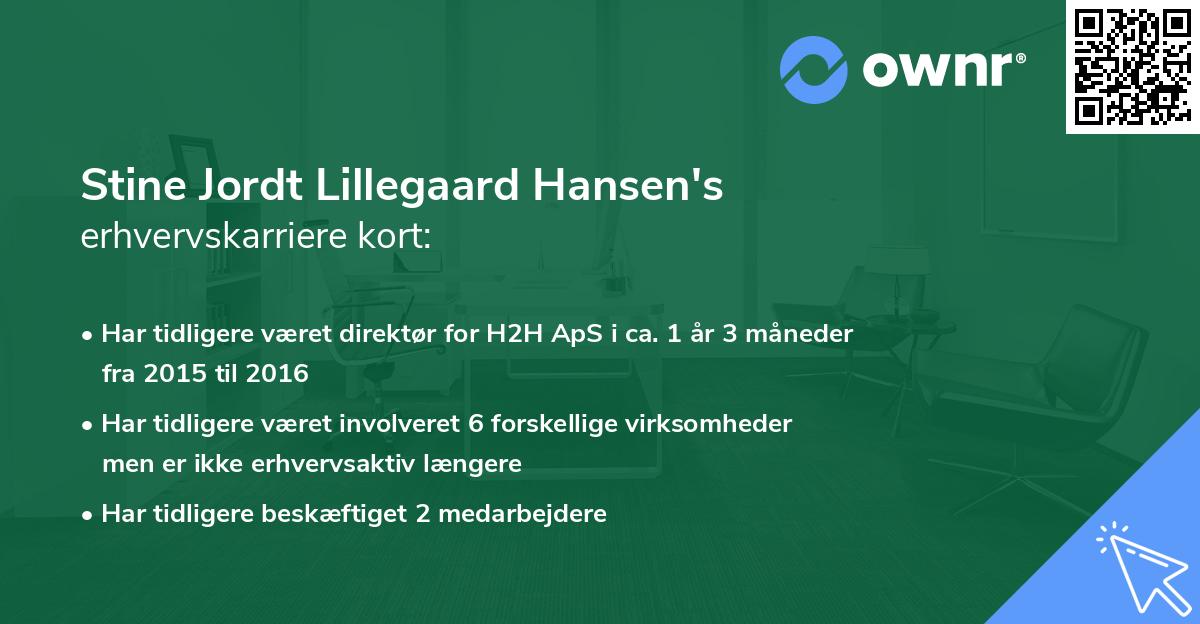 Stine Jordt Lillegaard Hansen's erhvervskarriere kort