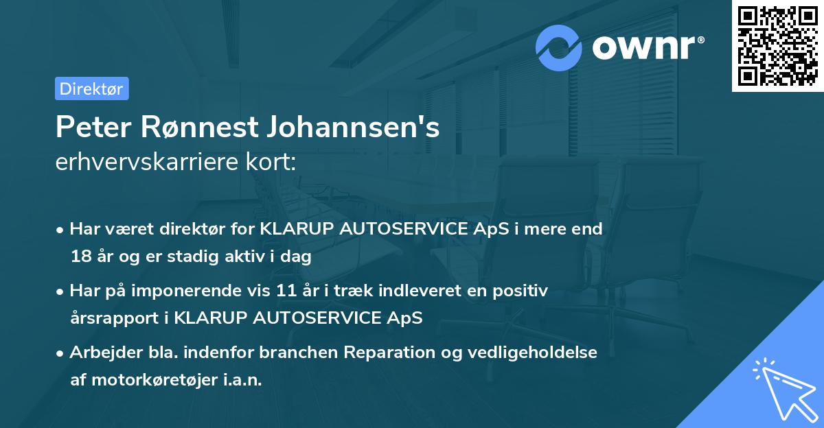 Peter Rønnest Johannsen's erhvervskarriere kort