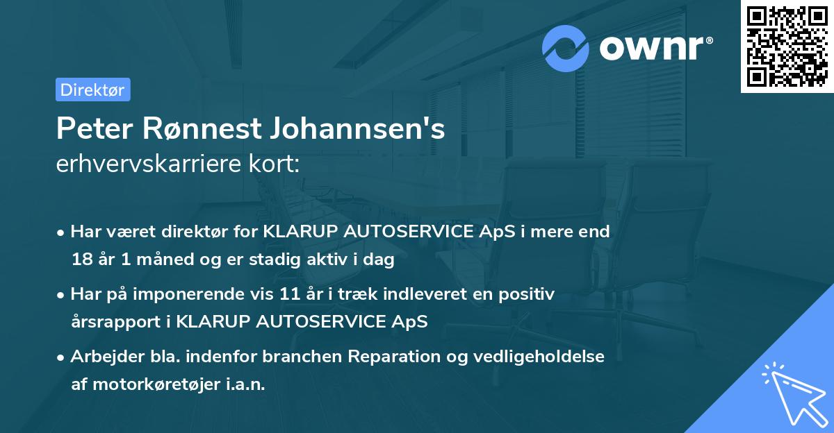 Peter Rønnest Johannsen's erhvervskarriere kort