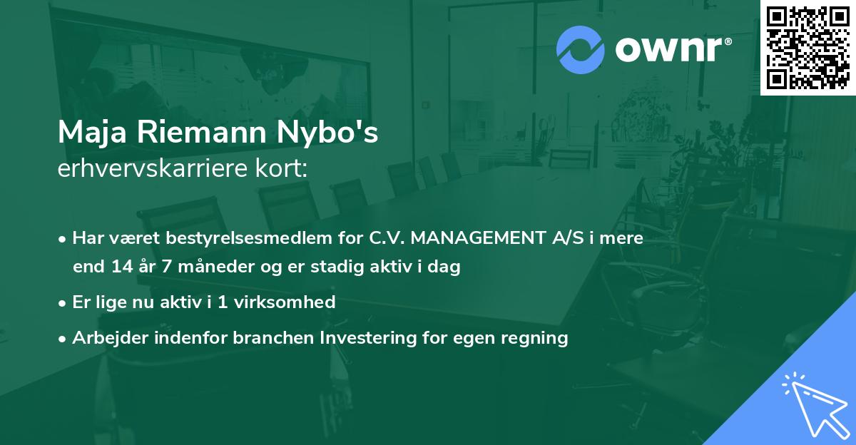 Maja Riemann Nybo's erhvervskarriere kort