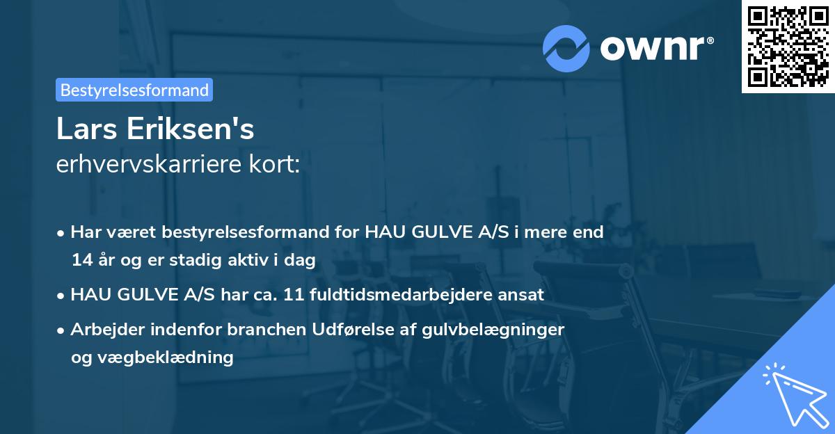 Lars Eriksen's erhvervskarriere kort