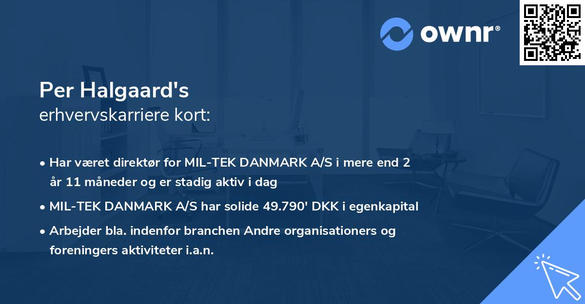 Per Halgaard's erhvervskarriere kort