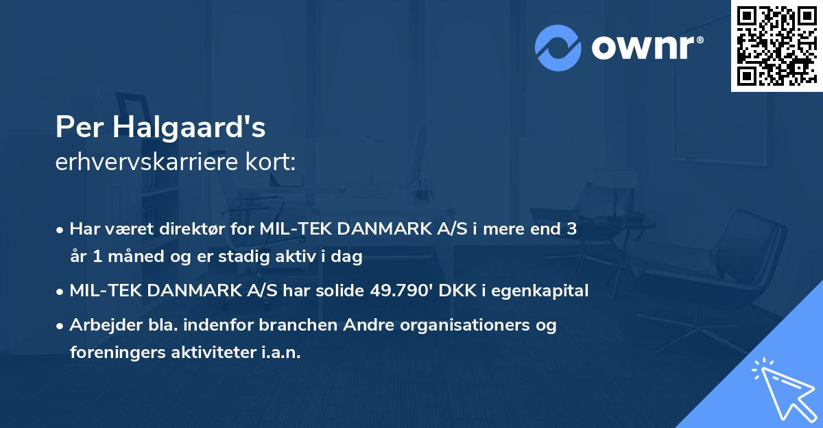 Per Halgaard's erhvervskarriere kort